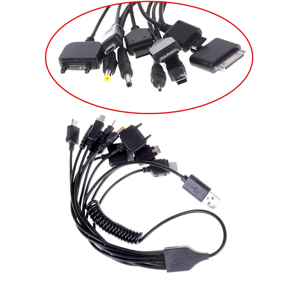 10 i 1 usb multilader uttrekkbar telefonkabel til telefon til htc universell