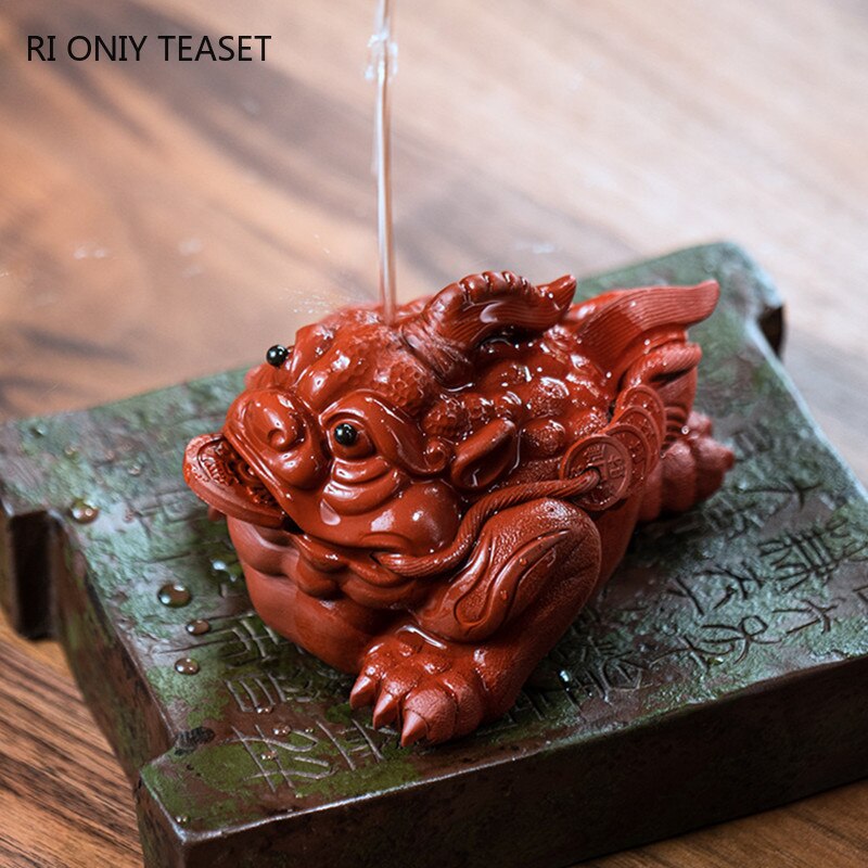 Adornos de estatua de sapo dorado hechos a mano, escultura de Mascota de té de arcilla púrpura Yixing, artesanías, juego de té chino, de decoración