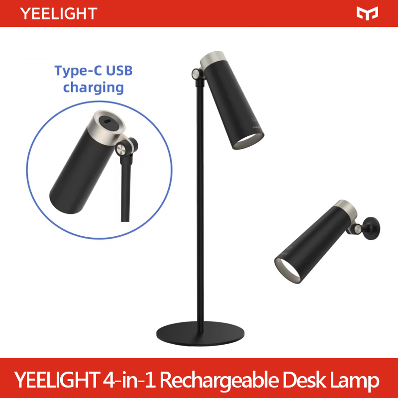 Yeelight 4- -in- -1 oplaadbare led-bureaulamp, leeslamp en decoratieve verlichting. 4 gebruiksmogelijkheden: 180 ° rotatie, kleurtemperatuur, 4000k usb-c-aansluitingen.