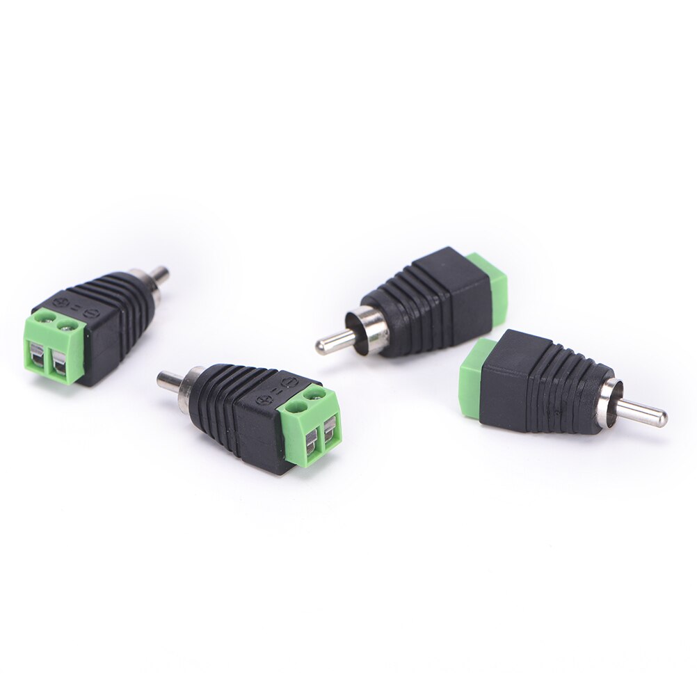 4 pcs Speaker Wire cable to Audio Male RCA Connector Adapter Jack Plug