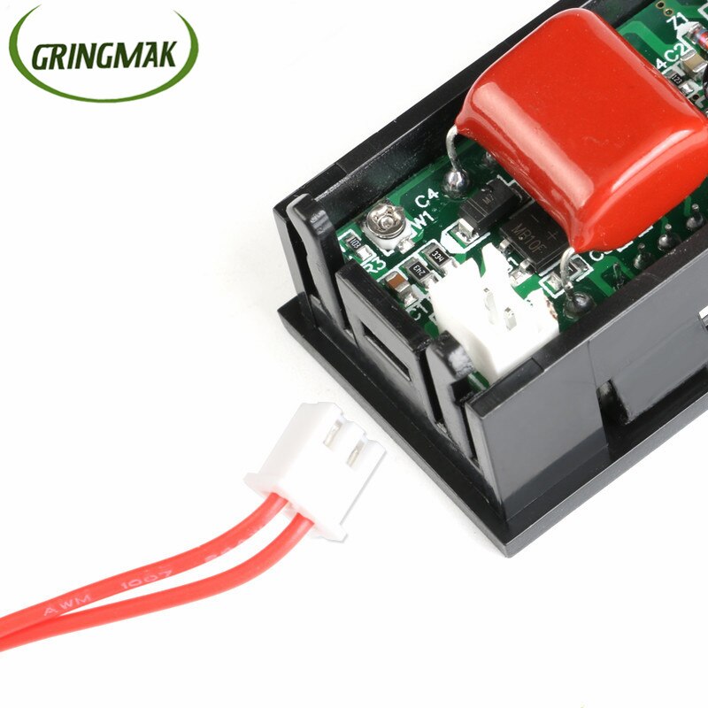 Ac 30-500v auto's motorfietsen voertuigen led digitaal display voltmeter 2 draads mini spanningsmeter volt tester paneel rood groen blauw