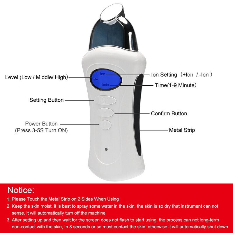 Microcurrent Beauty Machine Electric Ion Blackhead Removal Galvanic Spa Handheld Personal Massager Face Lift Facial Care Tools