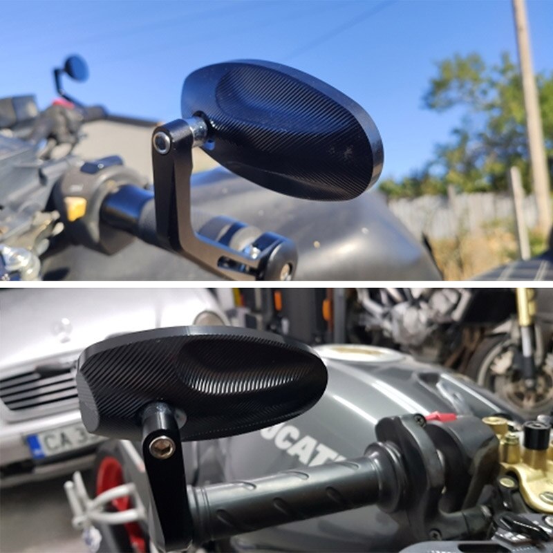 For Yamaha Honda Ducati Triumph Speed/Street Triple Motorcycle Rearview Mirror Handlebar Bar End Rearview Side Mirrors Universal