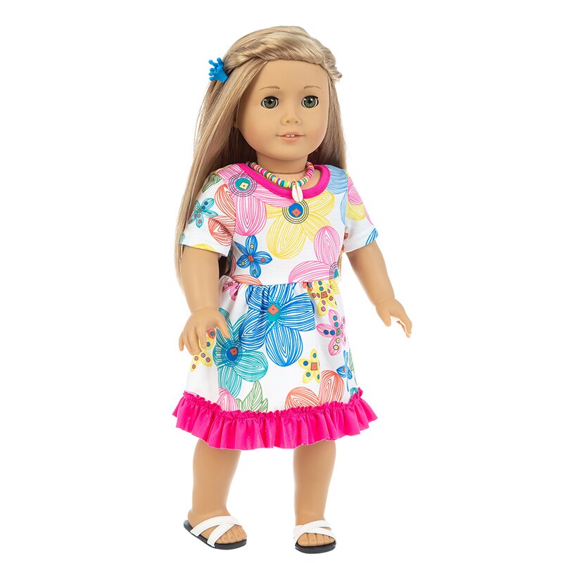 Ajustement 18 pouces 43cm né bébé américain poupée vêtements fille poupée couleur jaune pyjama jarretelle costume accessoires pour bébé: q-109