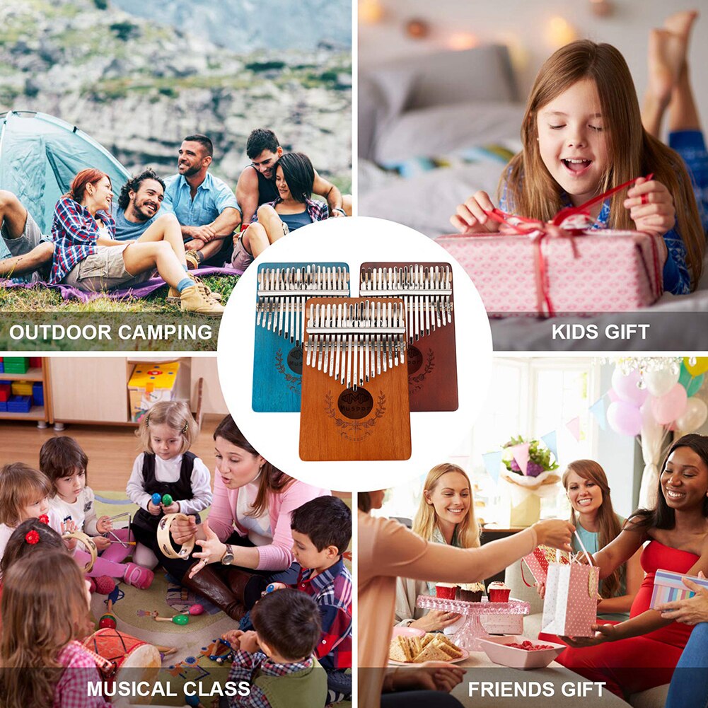Instrumentos Musicales de 17 teclas con de ciervos Kalimba instrumento Musical Acacia pulgar Piano para principiantes