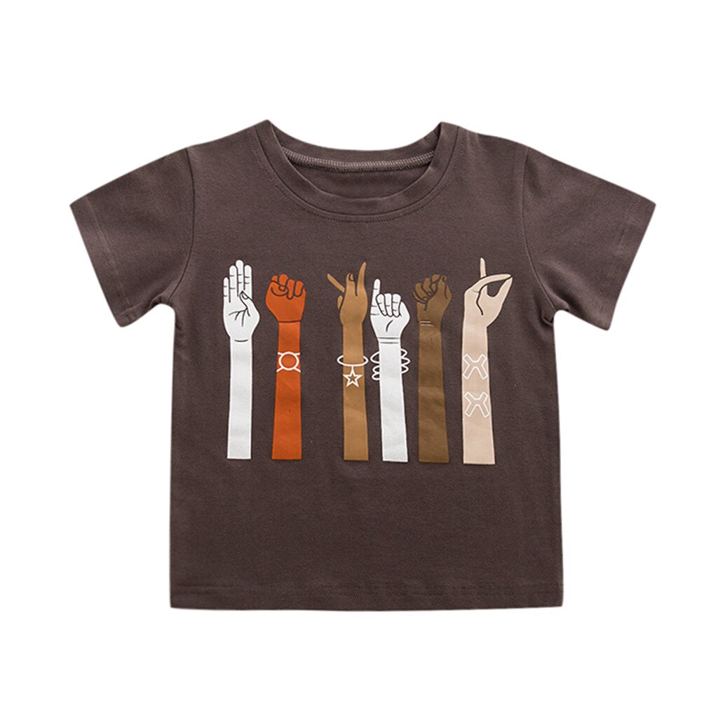 Enfant en bas âge enfants vêtements bébé garçons t-shirt main signe langue enseignants mélanine interprète ASL hauts vêtements d'été: 6