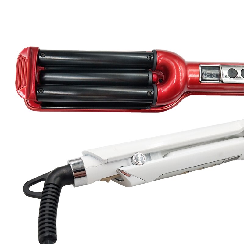 Drie Kip Rolls Lcd Keramische Haar Krultang Krultang Triple Krultang Deep Wave Curler Haar Waver Styling Tools