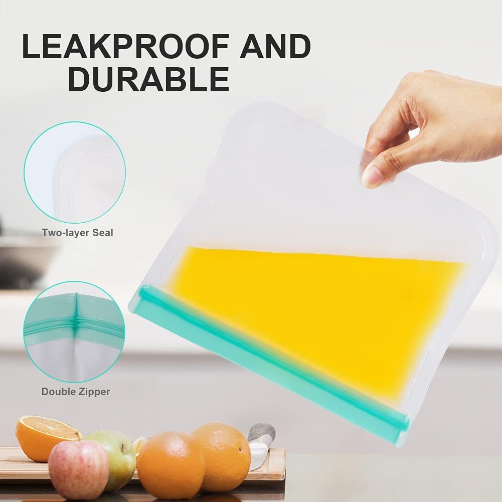 BEEMAN 12pcs Silicone Zip Bag PEVA Silicone Food Storage Containers Leakproof Reusable Shut Bag Fresh Bag Food Storage Bag