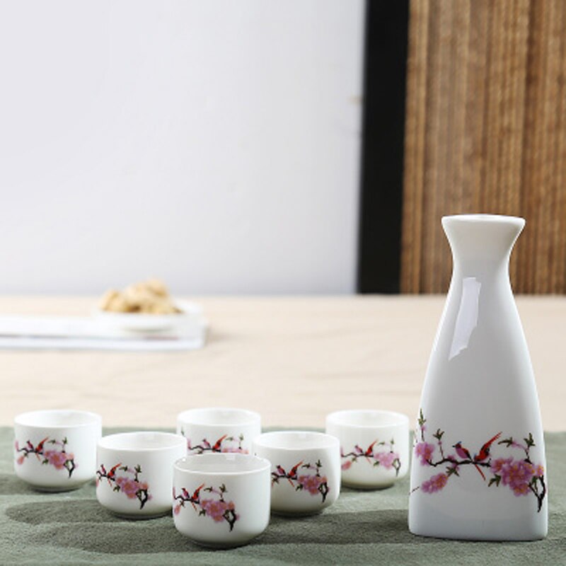 7 st/set keramik keramik sake kopp kanna japan vinglasset vinskål litet keramiskt vinglas: Stil 5