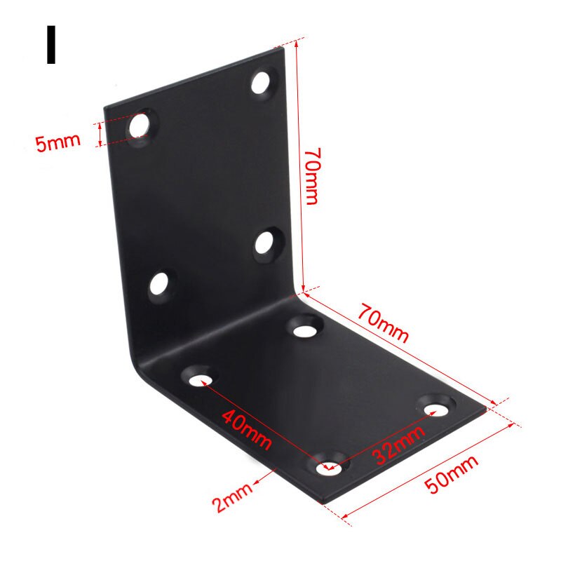 4 pezzi di supporto in acciaio inossidabile staffe a forma di L nere fissaggio angoli ad angolo retto staffa per mobili hardware staffa angolare: I