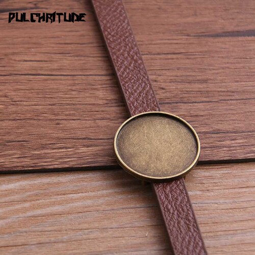 1pcs PU Bangles Base Setting Cuff Blank Trays Brazel Fit 25mm Glass Cameo Dome Cabochon DIY Bracelet Jewelry Making P6709: brown