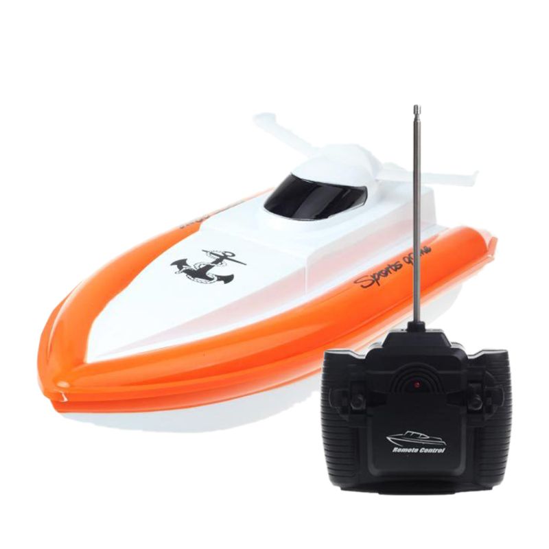 27 mhz højhastigheds rc-legetøjsbåd til børn med 2 motorer: Orange