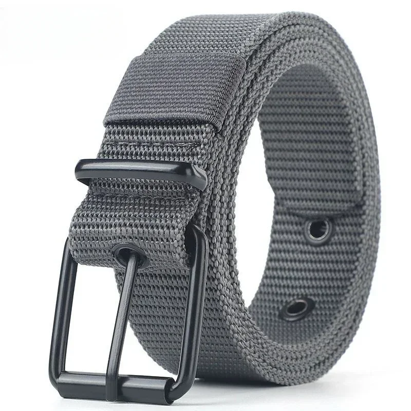 Herrbälten för vardagsbruk 115cm enfärgade enkla bälten metallbälteshål svart metallspänne herrkläder accessoarer: Grå