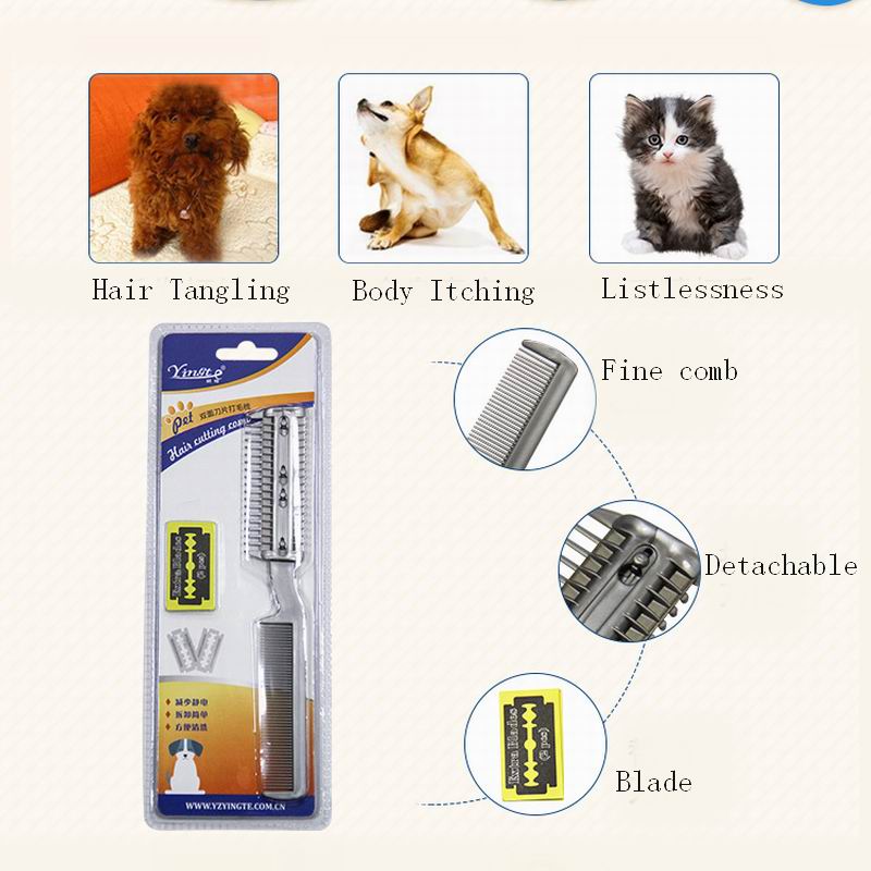 Dog Trimmer Grooming Comb Brush Stainless Steel Pet Dog Cat Pin Comb Hair Removal Shedding Grooming Flea Comb Tool Pet