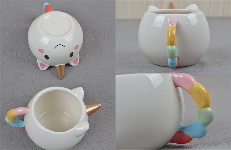 Tegneserie enhjørning krus keramik keramik 3d porcelæn kaffekop søde krus til rejse te børn 2 farver 350 ml
