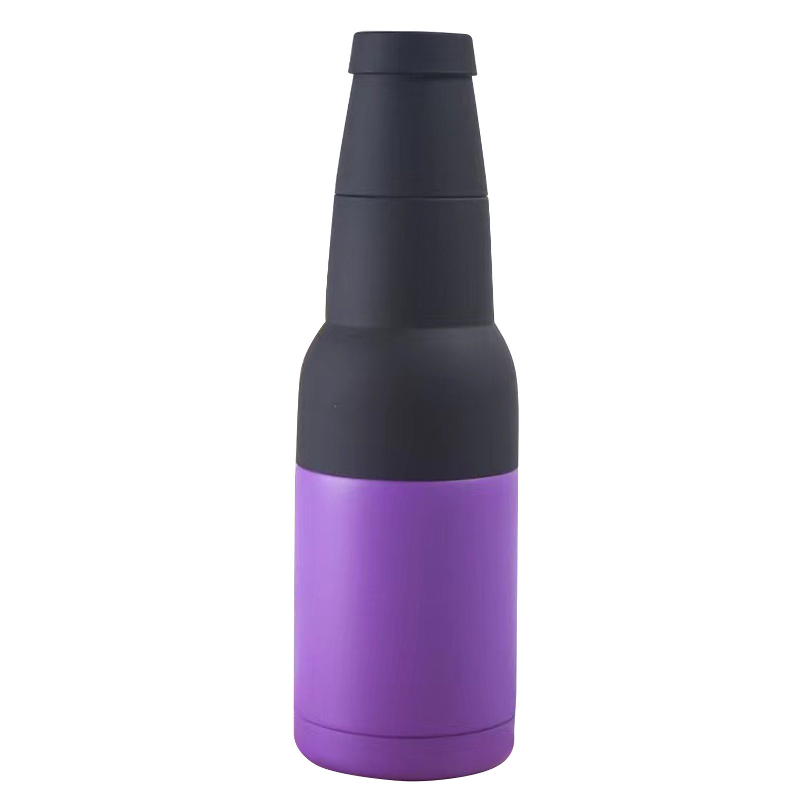 Mangas enfriadoras de botellas de cerveza, aislador de lata de doble pared de acero inoxidable, soporte de botella de cerveza aislado, 12oz: Morado