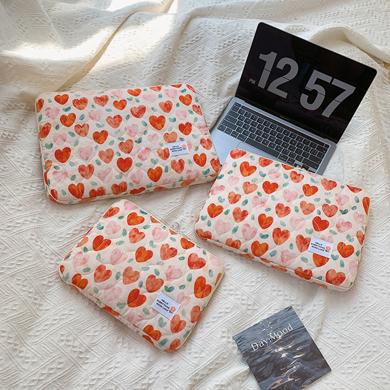11 13 14 15 15.6 Inch Laptop Sleeve Cute Flower Laptop Carrying Case Bag Portable Table Cover Bags for Mi Mac Book HP ASUS: 14-inch / Gold