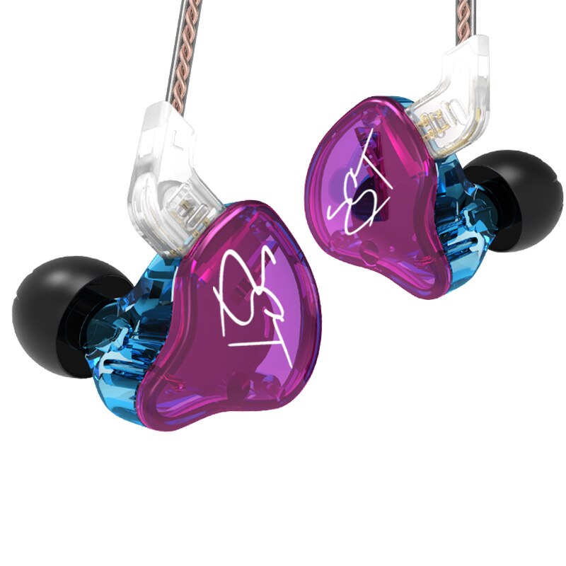 KZ-auriculares ZST DD + BA de graves pesados, cascos HiFi de 4 núcleos con Control de música, cable Bluetooth reemplazable ZSN AS10 ES4: purple no mic