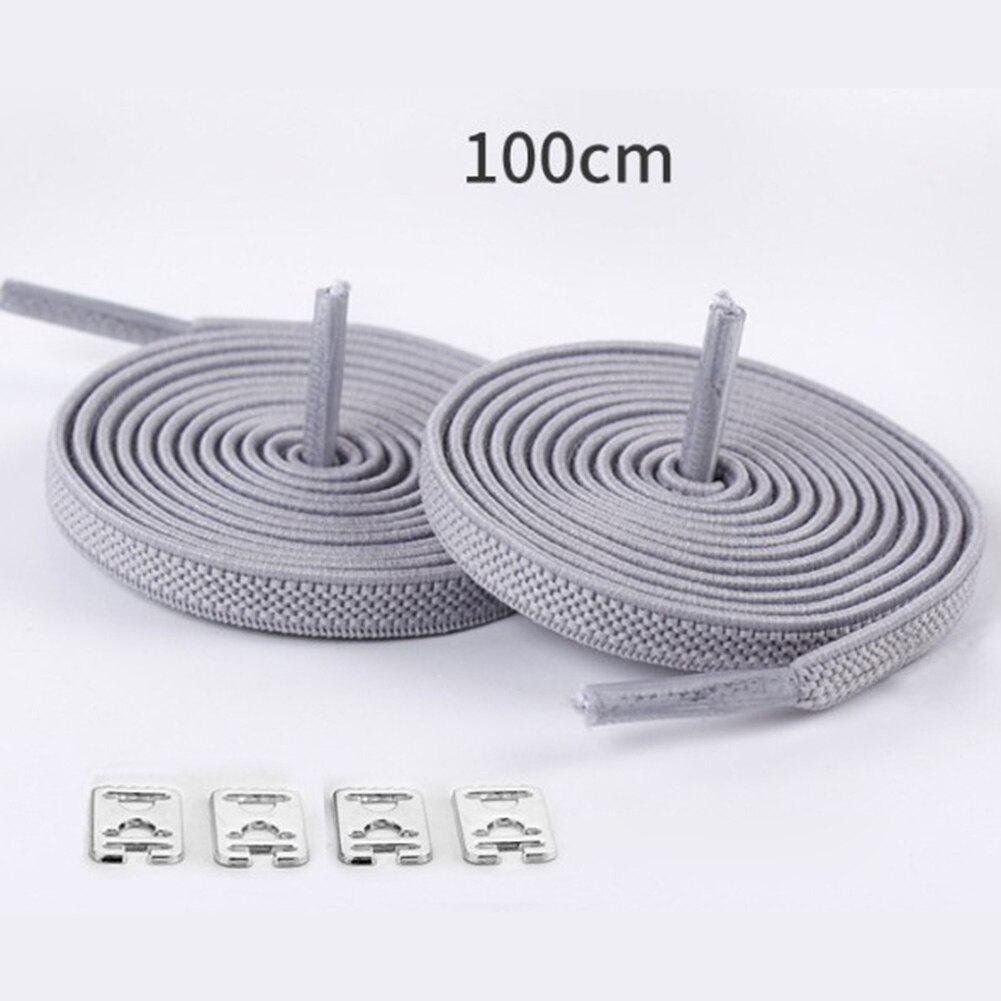 1 par 100cm uden binde elastiske snørebånd strækbare gummisnørebånd voksne børn hurtige og nemme sneakers elastiske snørebånd cordones: Lysegrå