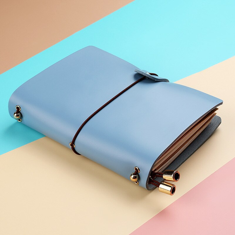 Small A7 Pocket Notebook PU Journal Vintage Planner Notepad Spiral Agenda Kawaii Diary Papeleria Stationery Supply: blue