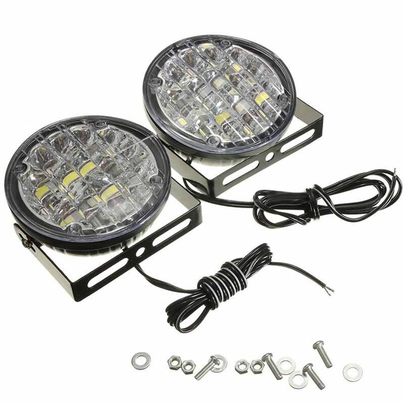Led pyöreä auto ajo päiväajovalo 2x 12v 18 drl sumuvalo kirkkaan valkoinen