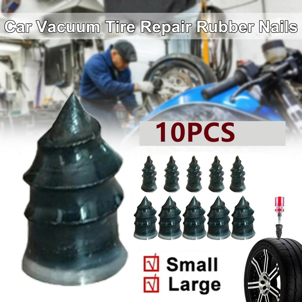10Pcs Tire Repair Rubber Nail Puncture Repair Nail Car Truck Motorcycle Scooter Bike Vacuum Tyre Tire Tubeless Repair Kit Tool