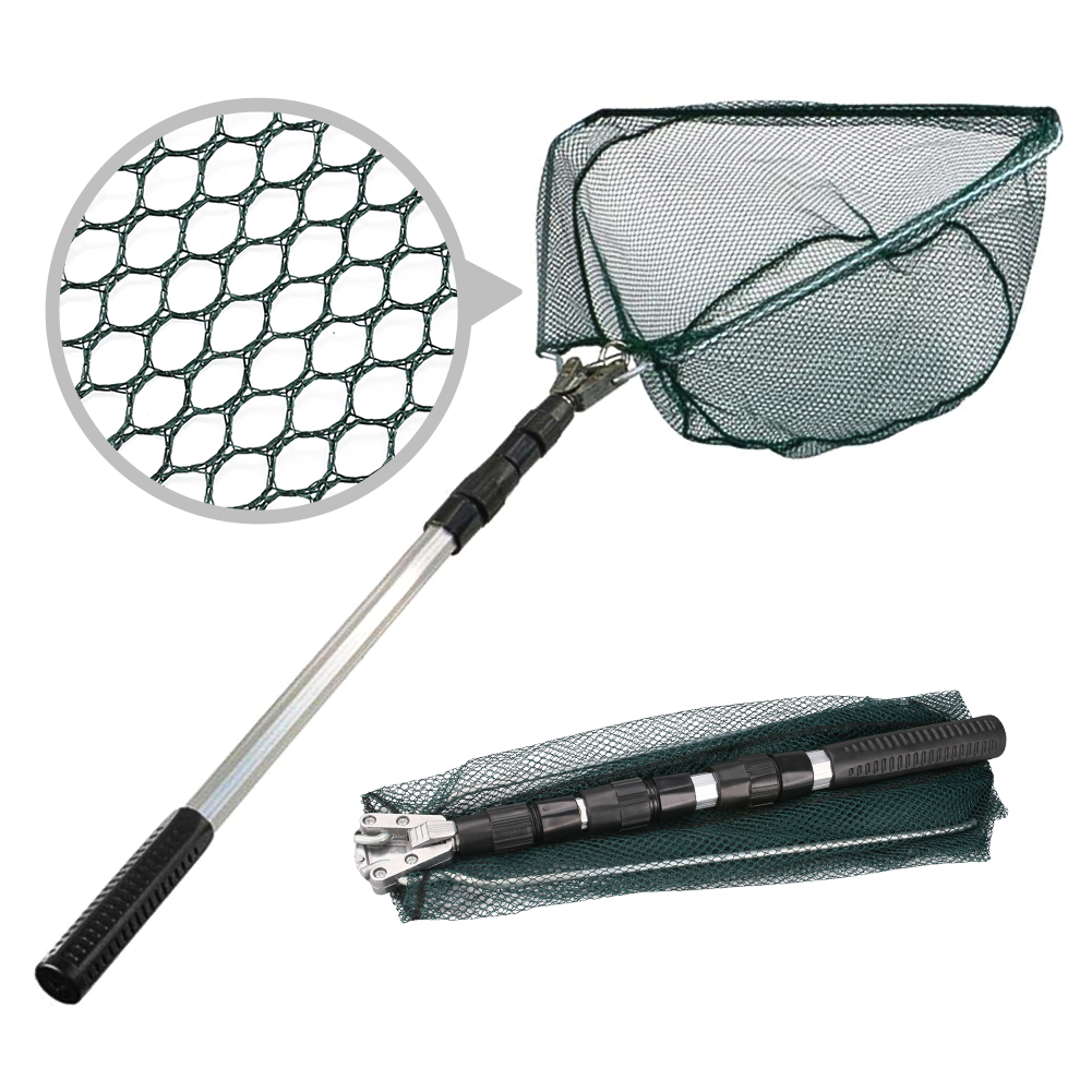130CM Aluminum Alloy Fishing Net Telescoping Foldable Landing Net Retractable Pole for Carp Fishing Tackle Catching Releasing
