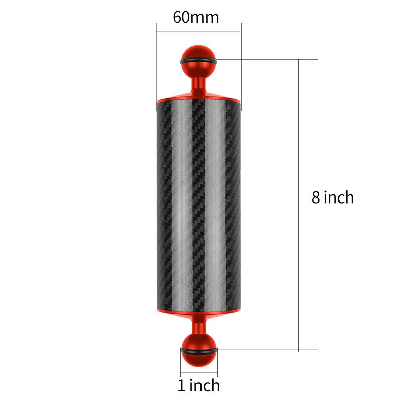 Diving Photography Accessories Buoyancy-Arm Buoyancy Arm 60 Mm Carbon Fiber Ball Arm Single-lens Reflex Camera Waterproof Case: 8 Inches Red