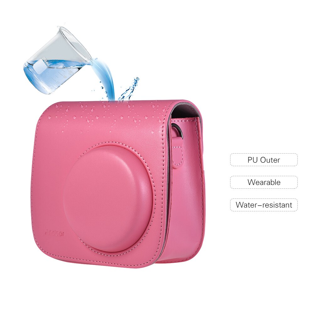 Andoer-funda para cámara instantánea de PU con correa para Fujifilm Instax Mini 8/+ 9/8 flamenco rosa/azul/blanco/verde