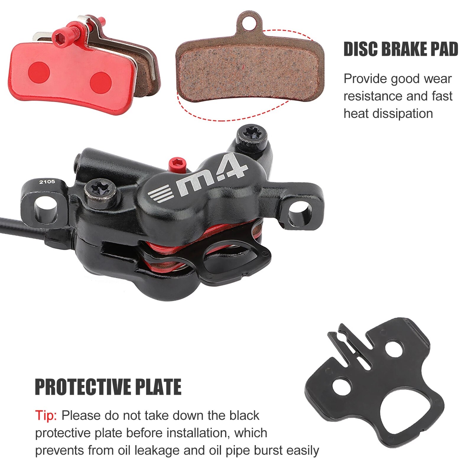 Mountain Bike Disc Brake Set 4 Pistons MTB Hydraulic Brakes 800/1400mm Four Pistons Oil Pressure Calipers For AM Enduro E4 ZEE