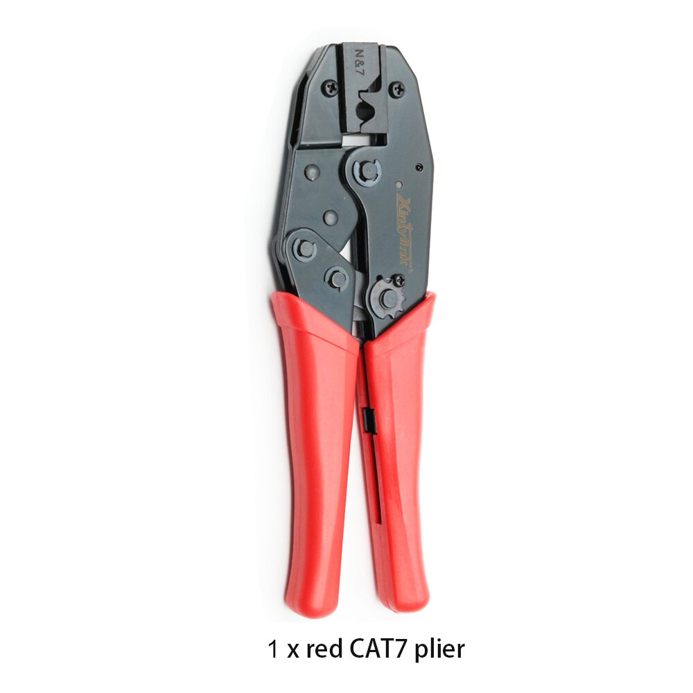 xintylink RJ45 crimper cat7 cat6a hand tools Crimping Cable Stripper pressing line clamp 8p8c pliers connector clip clipper: red CAT7 plier