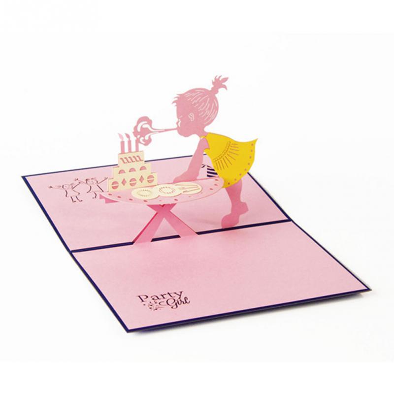 3D Pop Up Birthday paperbard Cards Invitations Love Baby girl Birthday party Anniversary Greeting Cards Postcard