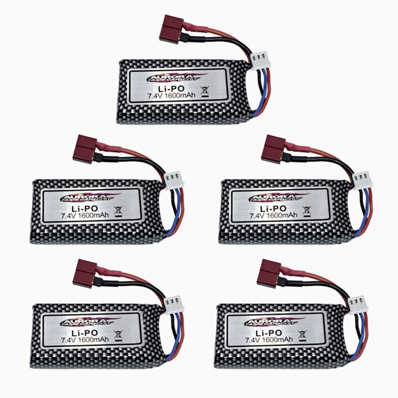 1-5Pcs Original 7.4v Battery For 9125 Remote Control Rc Car Spare Parts 7.4v 1600mah Lipo Battery XLH 9125 battery 1600mah 7.4V: Red