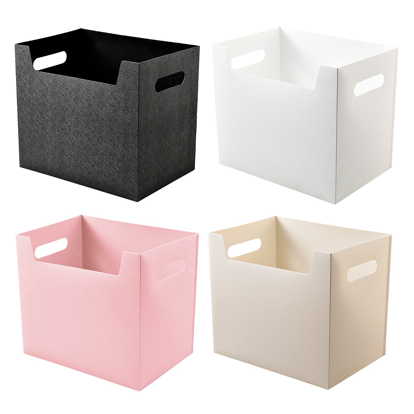 Desktop Collapsible Storage Box Plastic Portable Folding Large Capacity Office Organizer Container Side Handle Documents File