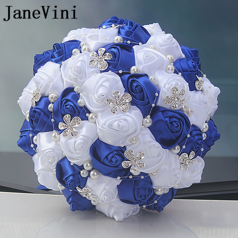 JaneVini reale blu e bianco nozze mazzo di – Grandado