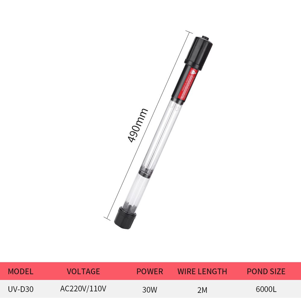 UV-D20/30/40/60 Fish Pond Aquarium Handheld Portable UV Disinfection Lamp: UV-D30 / AU Plug