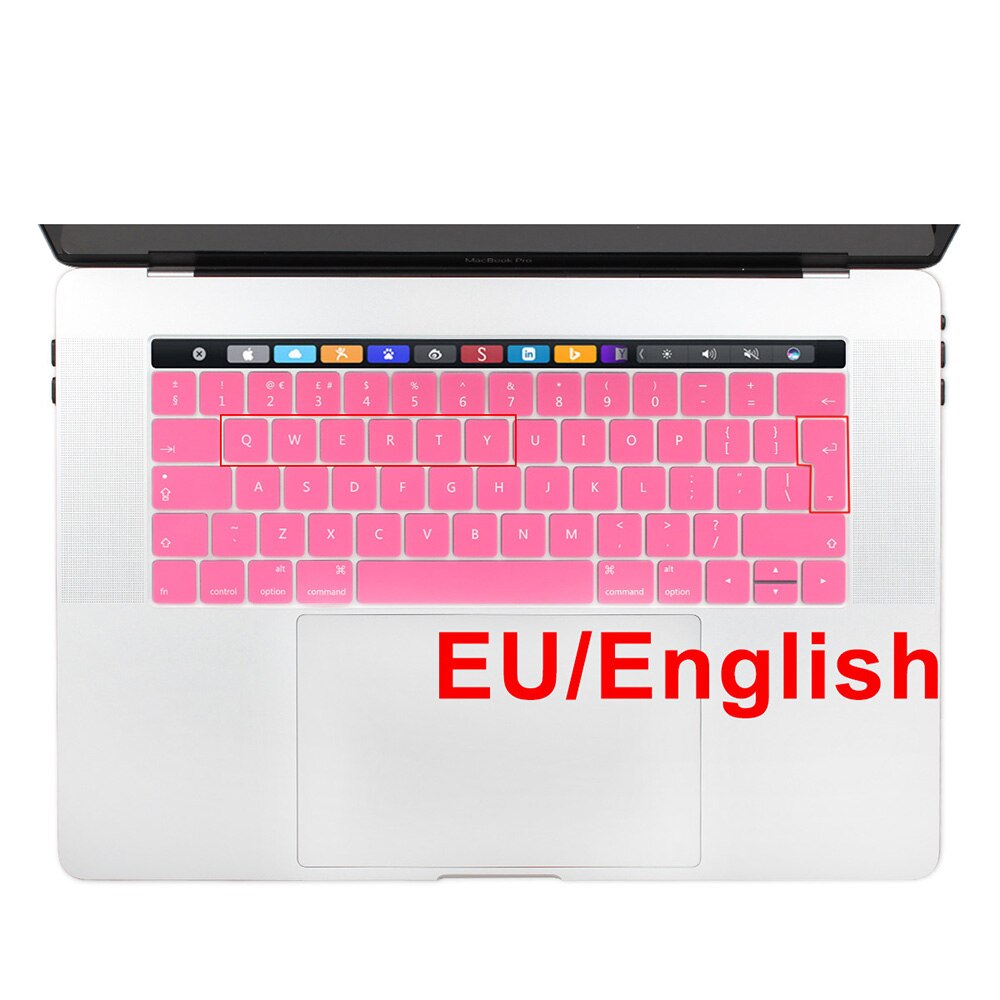 Funda para teclado europeo, Europeo, Europeo, Enter, Inglés para Macbook Pro 13 15 con barra táctil A1706 A1707: pink