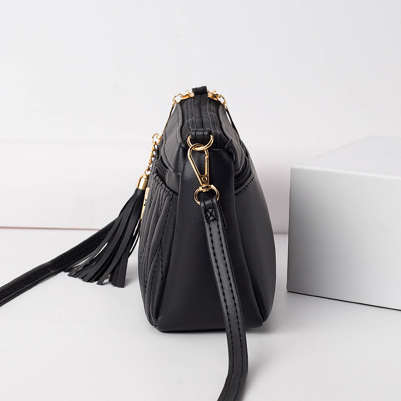PU Leather Crossbody Bags Women Zipper Shoulder Bag Large Capacity Embroidery Thread Purse and Handbags