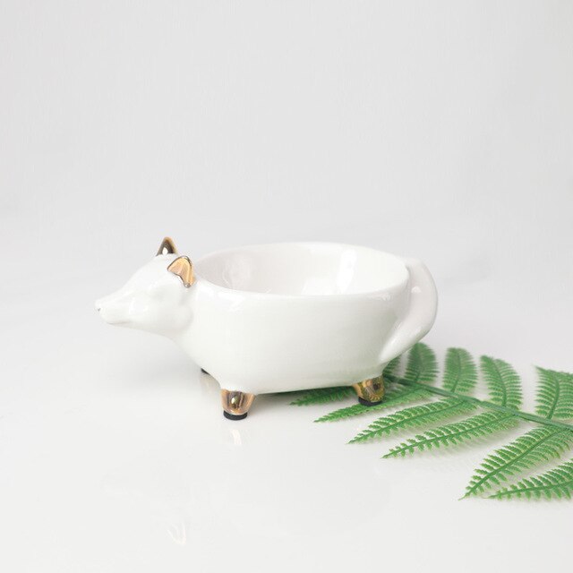 Goud wit keramiek kleine walvis sieraden beugel ring ketting oorbellen opberglade zeepkist lade: Vos