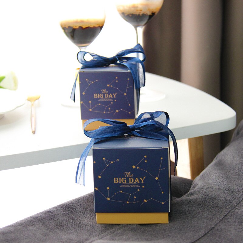 Paper Candy Box Wedding Favors Bag with Ribbon For Guests Wedding Baby Shower Birthday Party Decoration