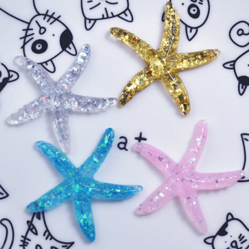 10 st diy harts bedårande glitter färgglada sjöstjärna skal för hem bröllop dekor hantverk gör scrapbooking gör själv hår rosett center