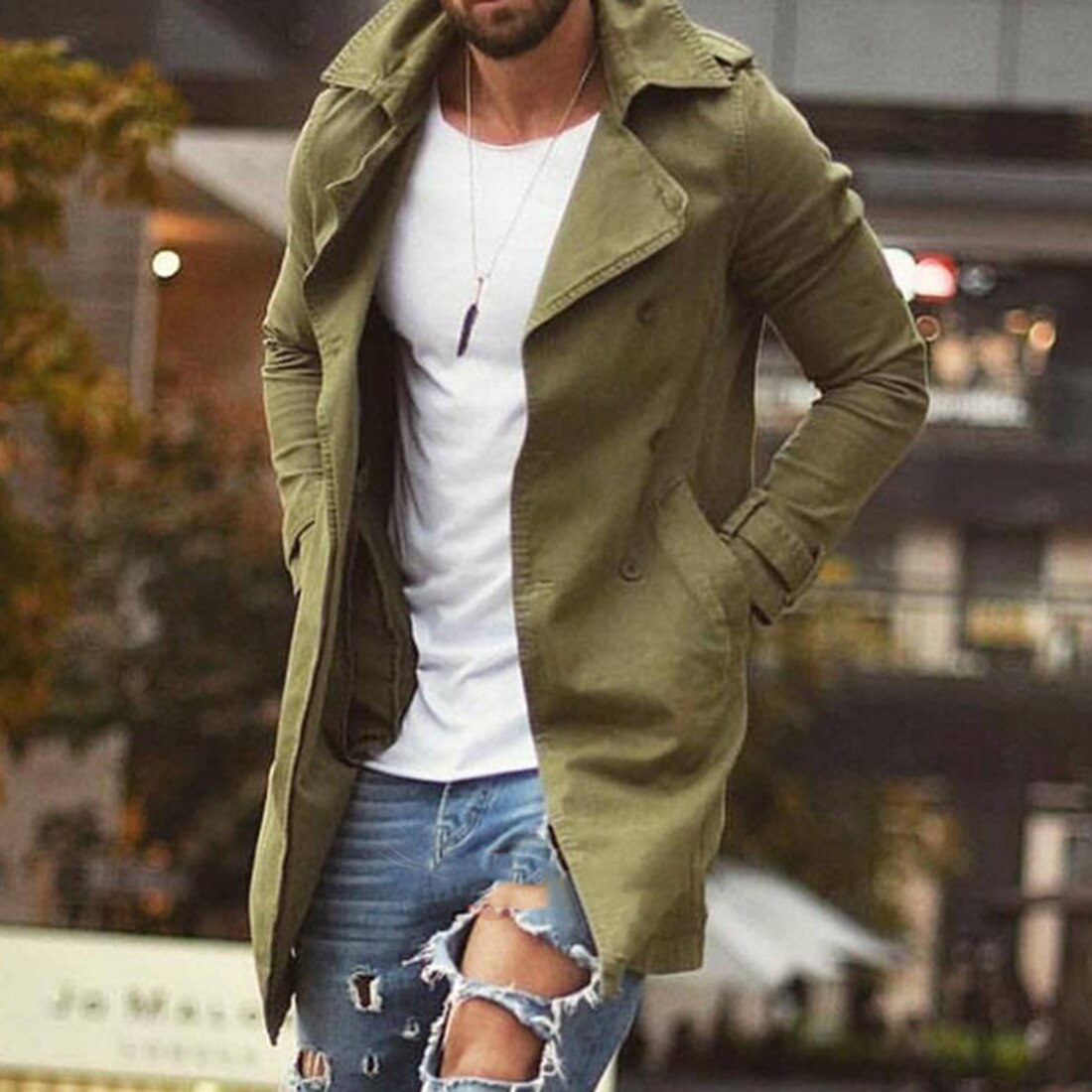 Spring Autumn Mens Trench Coat Jacket Plus Size 4XL Outwear Casual Long Overcoat Jackets for Men Clothes