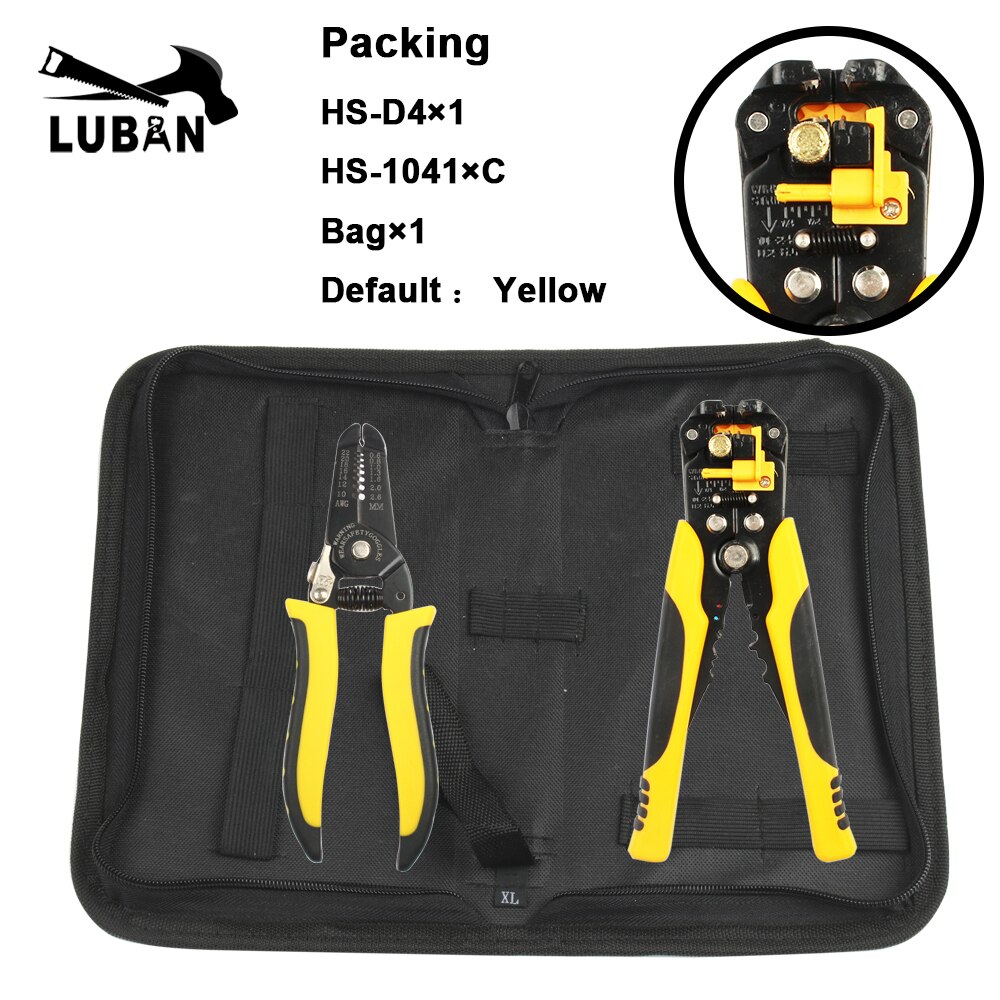 HS-D1 Cable Wire Stripper Cutter Crimper Automatic Multifunctional Terminal Crimping Stripping Plier Tools for connector: HS-D4 SET
