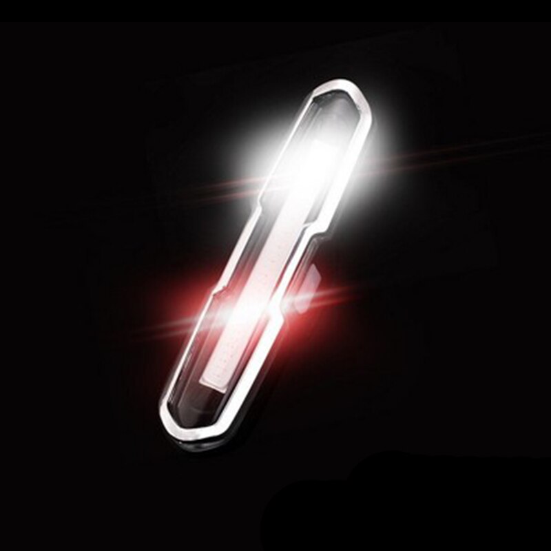 Fiets Achterlicht Mtb Fietsen Waarschuwing Achter Fiets Veiligheid Lamp Usb Oplaadbare Voor/Achter Koplamp Led Verlichting Voor Fiets helm: 11033 Red-White