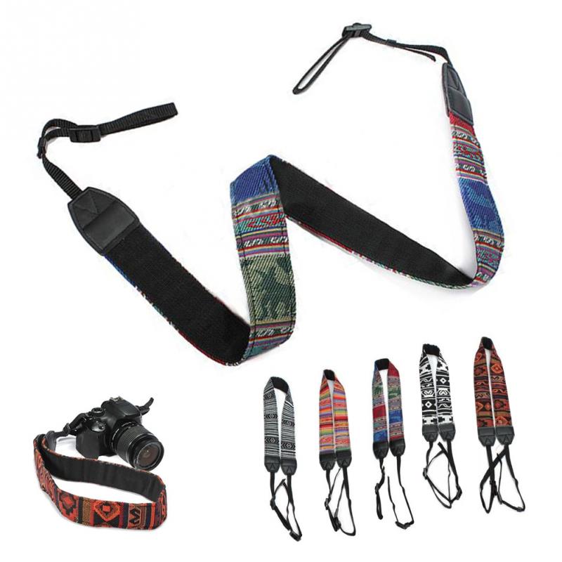 retro årgang trendy stil kamerareim finstripe bukseseler til kamera enkelt skulder hals slynger reim belter