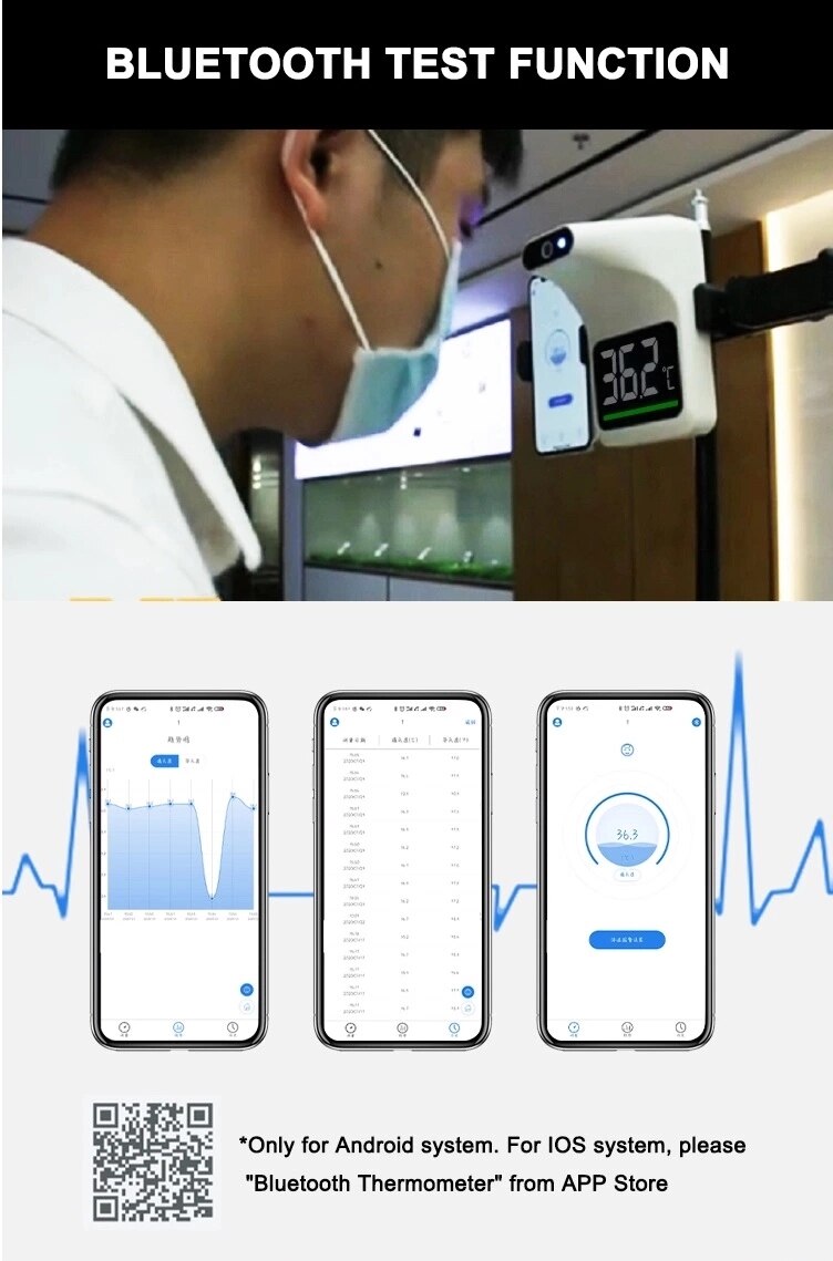 Wall-Mounted Non Contact Infrared Thermometer Wall Mounted Digital Forehead Thermometer for office and mall