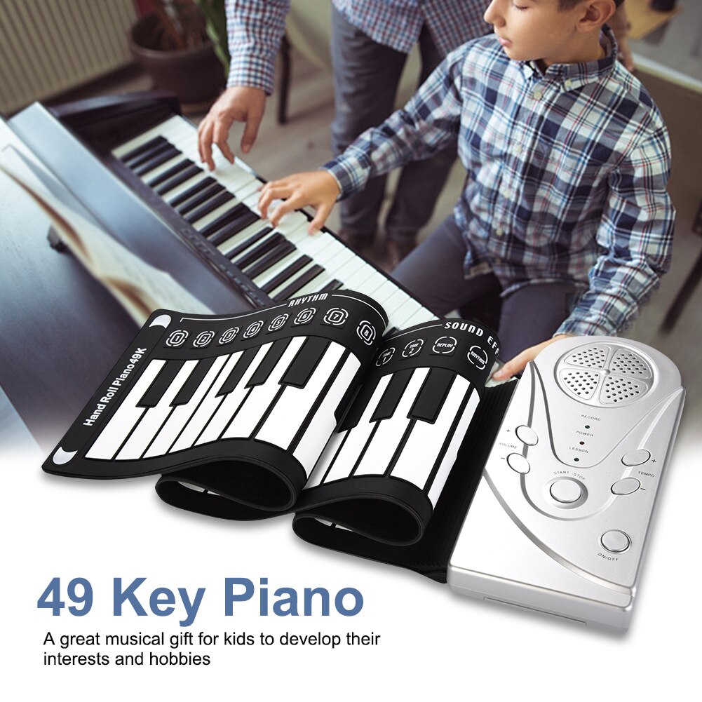 Usb mão enrolar piano portátil dobrável eletrônico órgão teclado instrumentos 49 chave para os amantes da música jogar acessórios novo