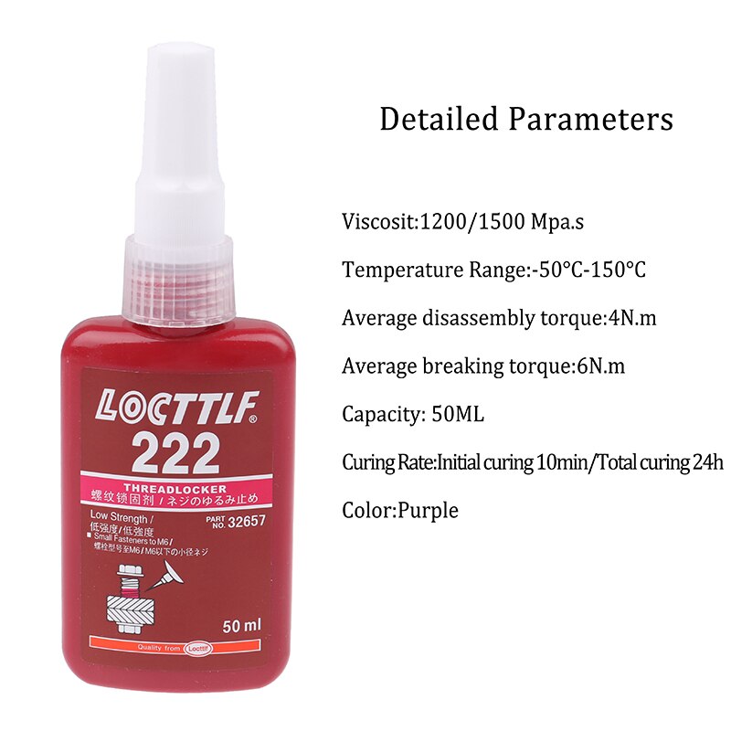 50ML Sealing Screw Glue Retainer Locking Adhesive Metal Screw Anaerobic Adhesive 243 340 Glue Locking Agent Anti-corrosion: Glue 222