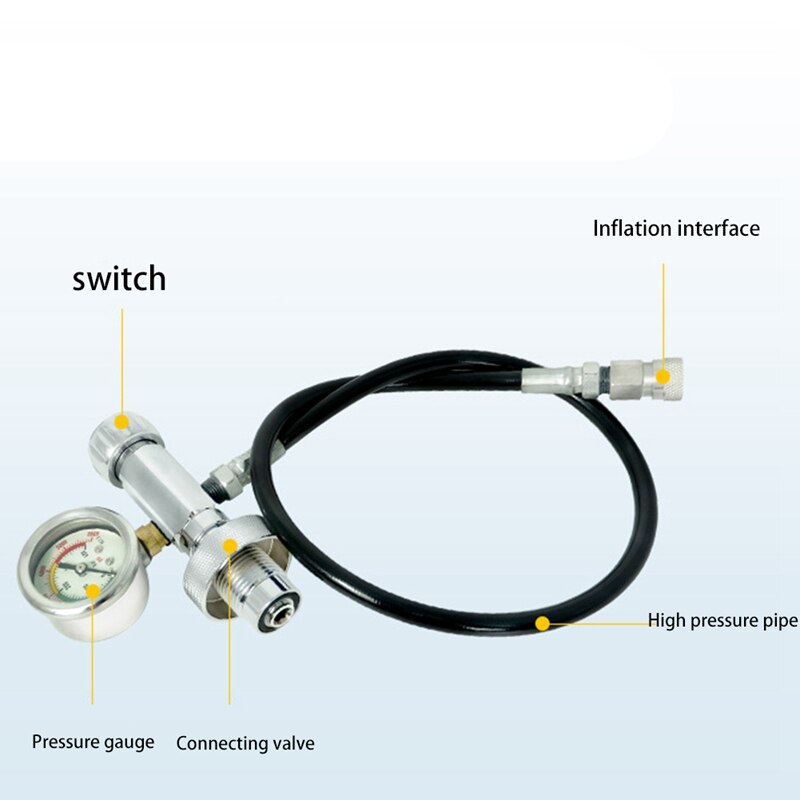 Scuba Diving 5000 PSI PCP Tank Dual Gauge Charging Valve SCBA Refill Station with 6000 Psi Gauge 60cm Hose