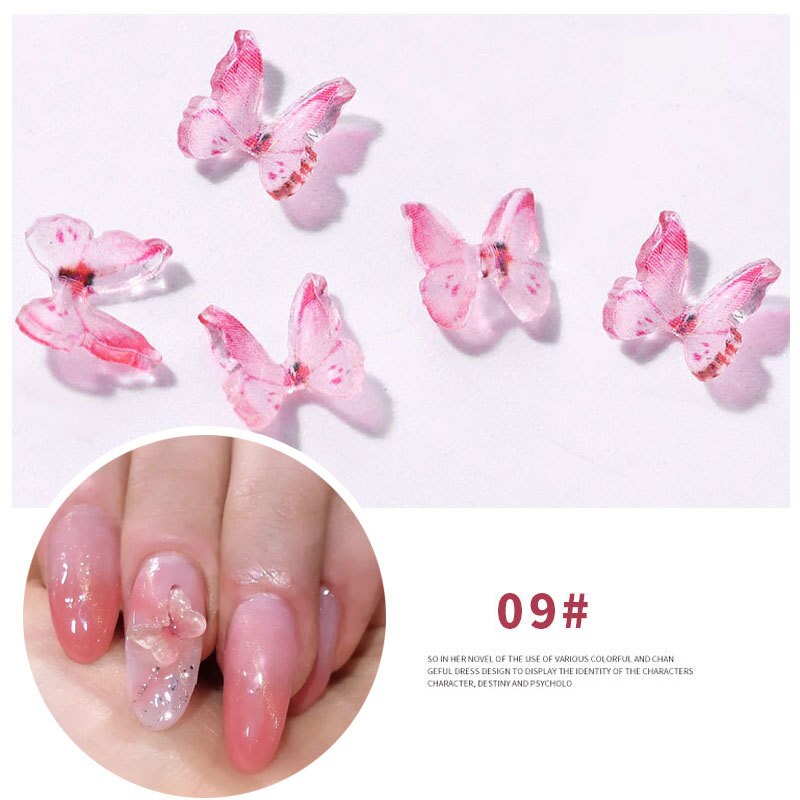 2 pcs/set 15Styles 3D Resin Butterfly Nail Art Decorations Manual Stereo Mini Manicure Butterfly DIY Rhinestones Manicure: 09